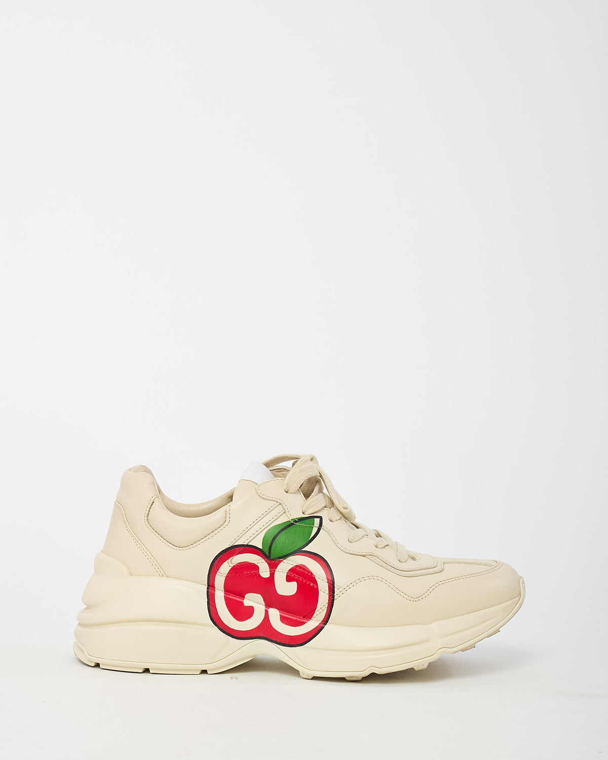 Gucci White Leather "GG Apple" Rhyton Sneakers -39