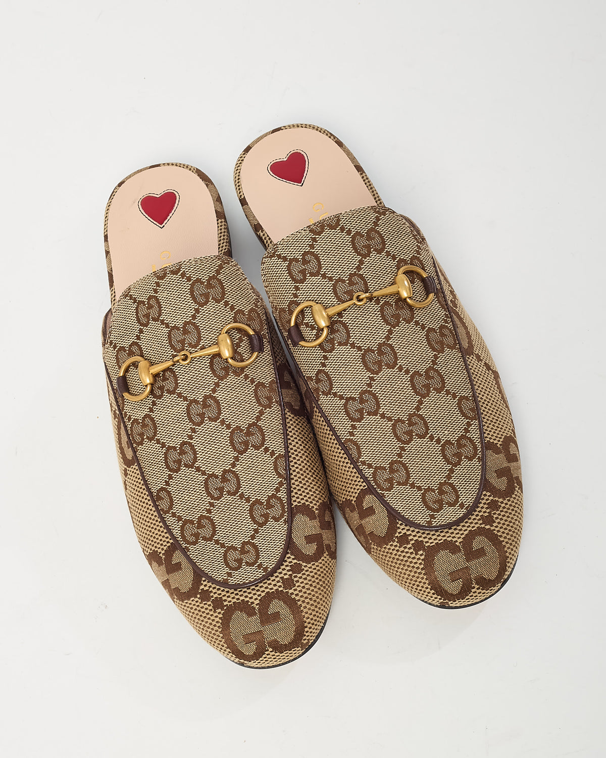 Gucci Beige and Ebony Original GG Canvas Horsebit Princetown Slippers Slip On Flats - 39.5