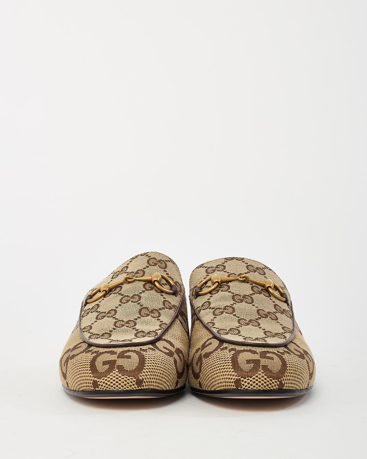 Gucci Beige and Ebony Original GG Canvas Horsebit Princetown Slippers Slip On Flats - 39.5