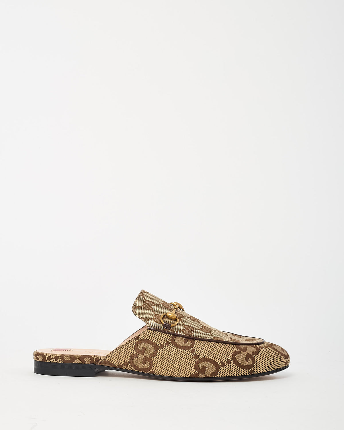 Gucci Beige and Ebony Original GG Canvas Horsebit Princetown Slippers Slip On Flats - 39.5