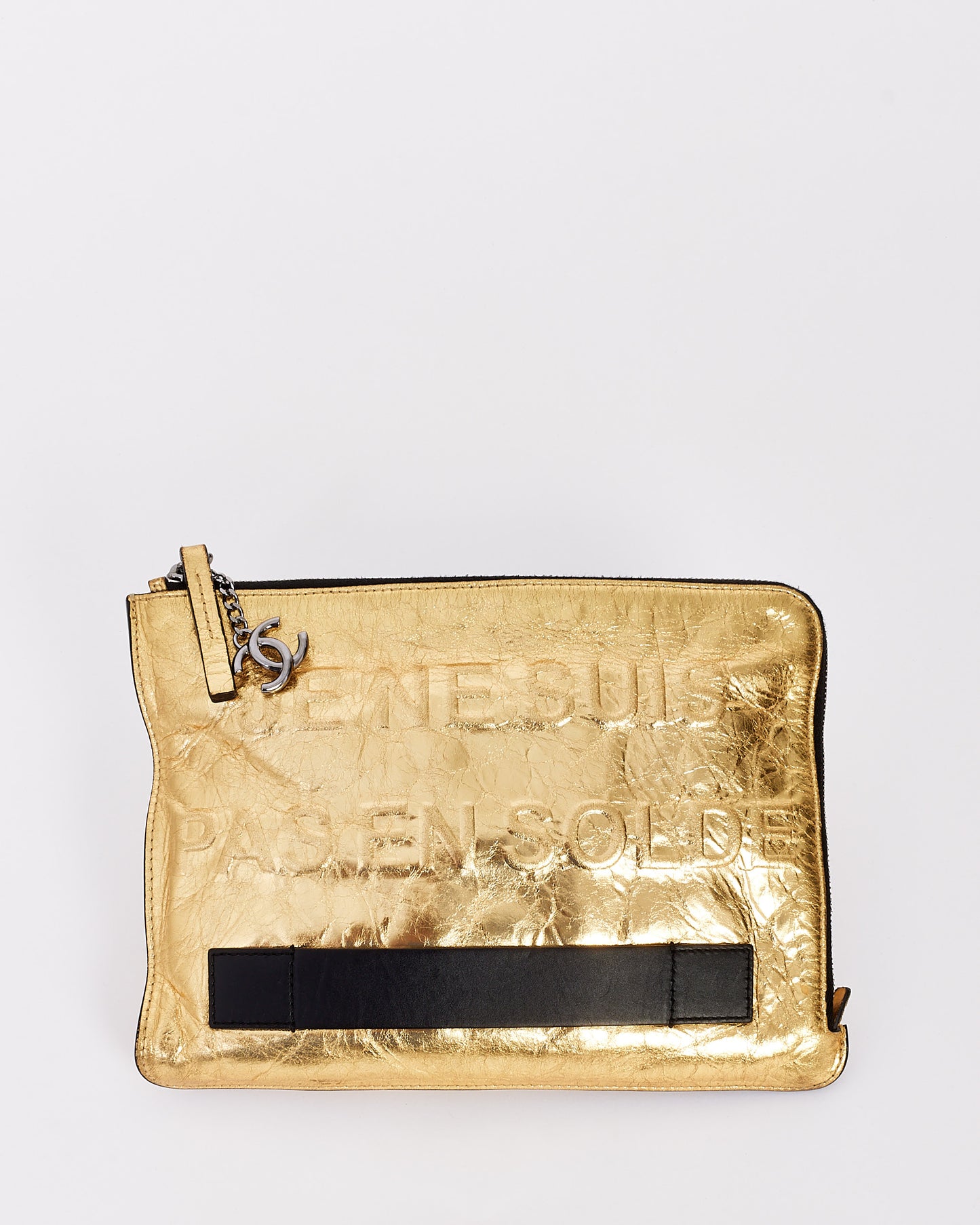 Chanel Gold Metallic Large Je Ne Suis Pas En Solde O-Case