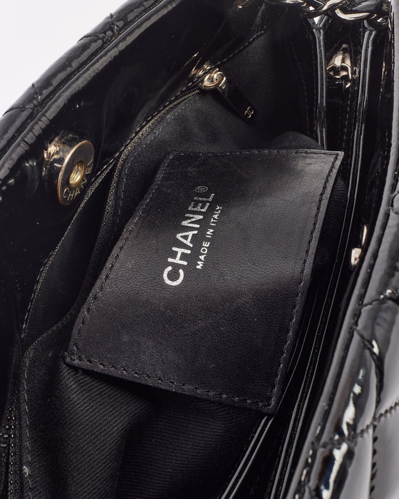 Chanel Black Patent Quilted Leather Mademoiselle Bag