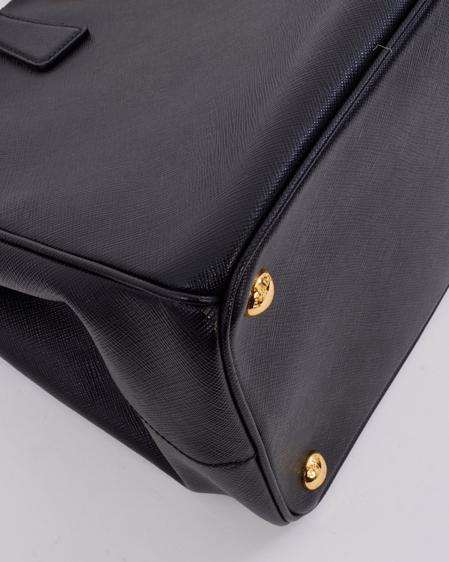 Prada Black Saffiano Leather Double Zip Medium Galleria Top Handle Bag