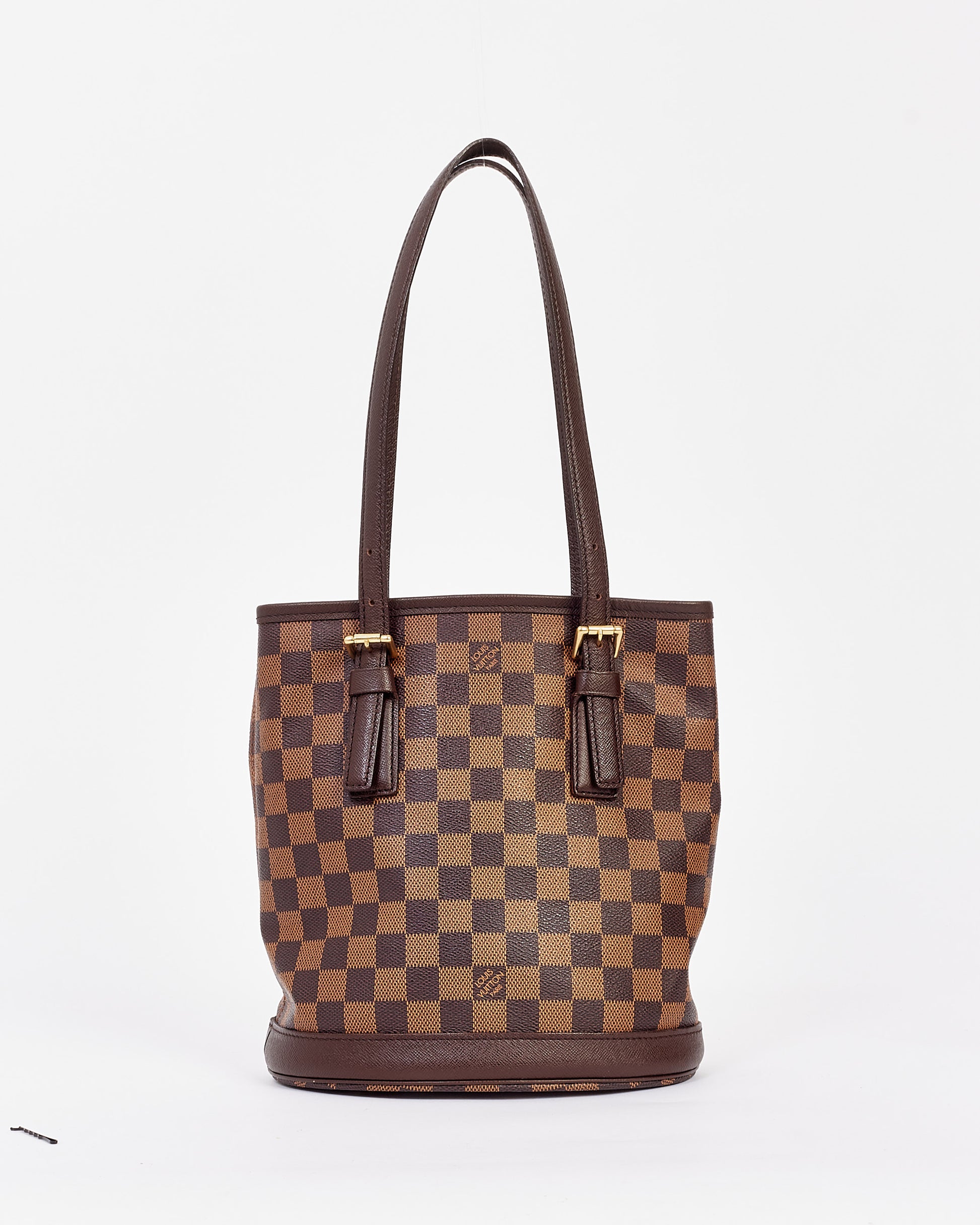 Explore a Louis Vuitton Damier Ebene Canvas Marais Bucket Bag