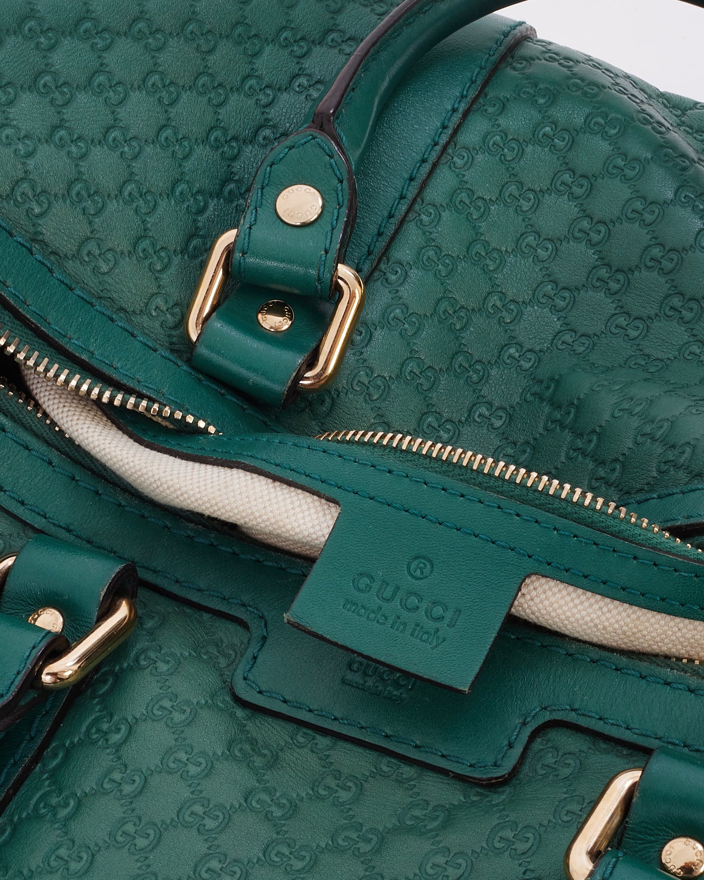 Gucci Green Guccissima Leather Boston Duffel Bag