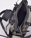 Balenciaga Black & White Leather & Canvas Motocross Classic Mini City Bag