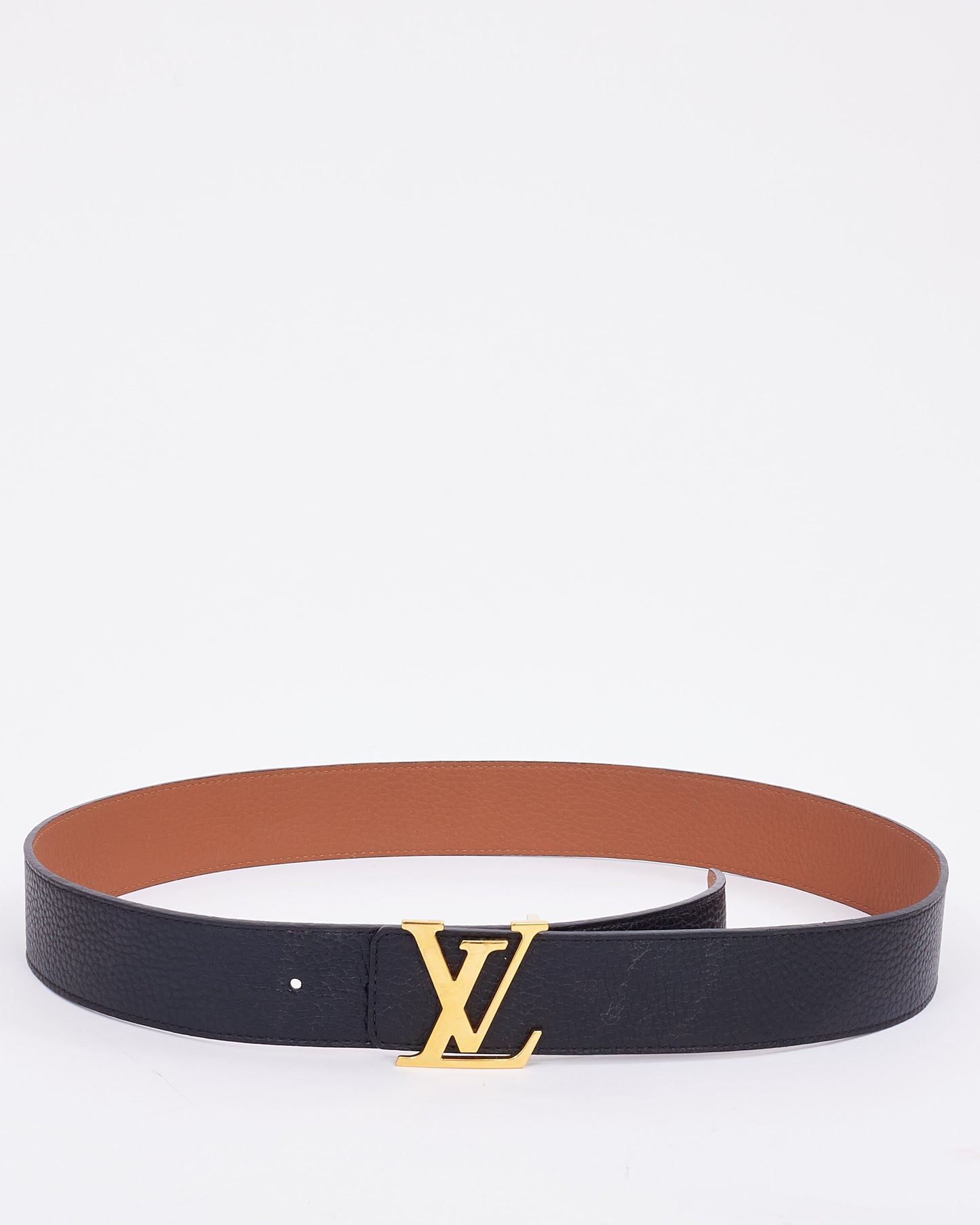 Louis Vuitton Black/Brown Pebbled Leather Reversible Logo Belt - 90/36