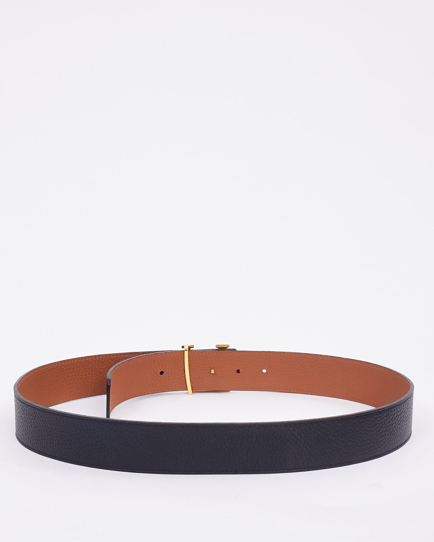 Louis Vuitton Black/Brown Pebbled Leather Reversible Logo Belt - 90/36