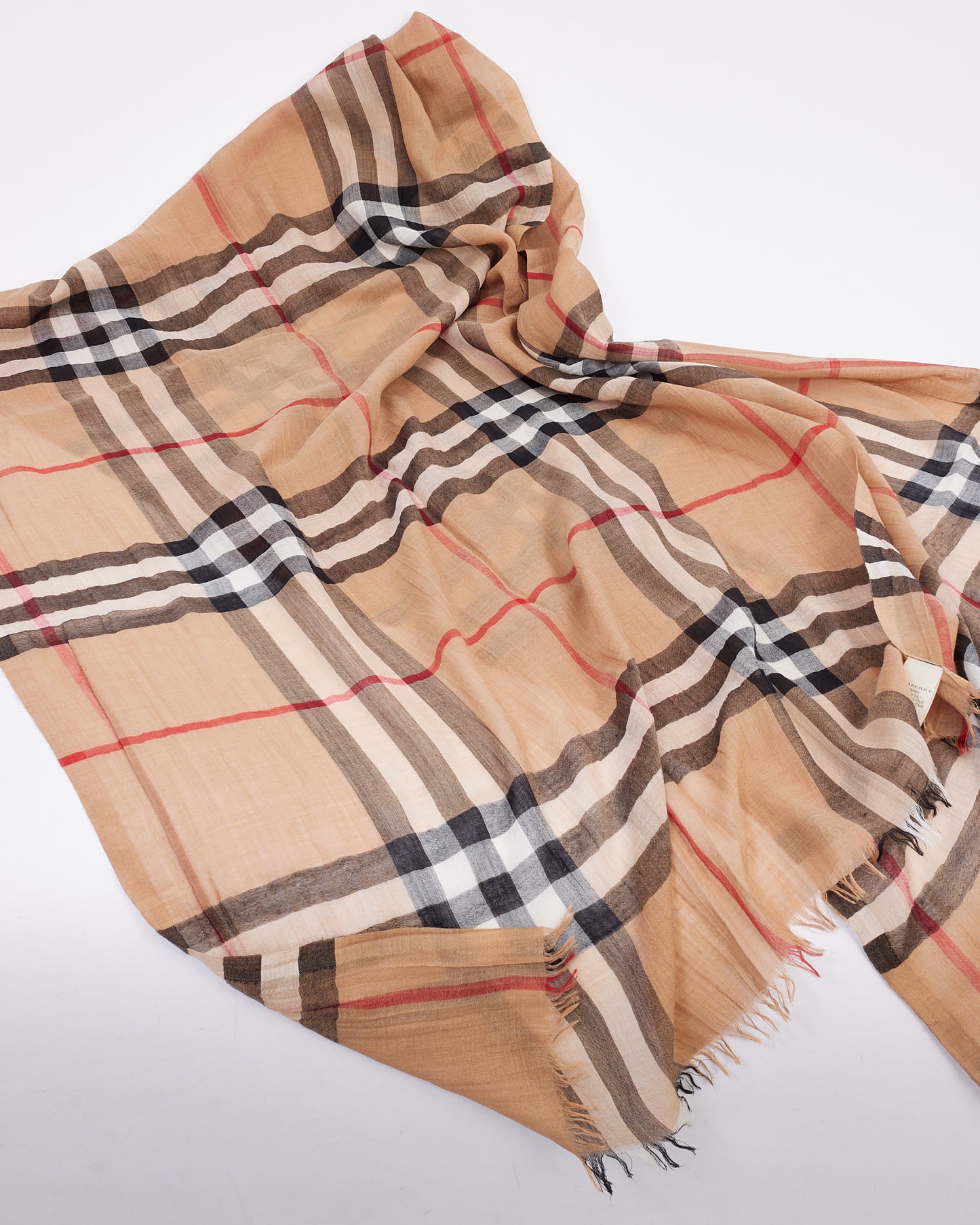 Explore a Burberry Beige Nova Check Wool/Silk Scarf