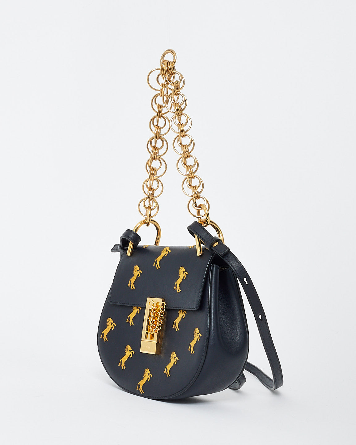 Chloé Black Leather Mini Drew Bijou Little Horses Shoulder Bag