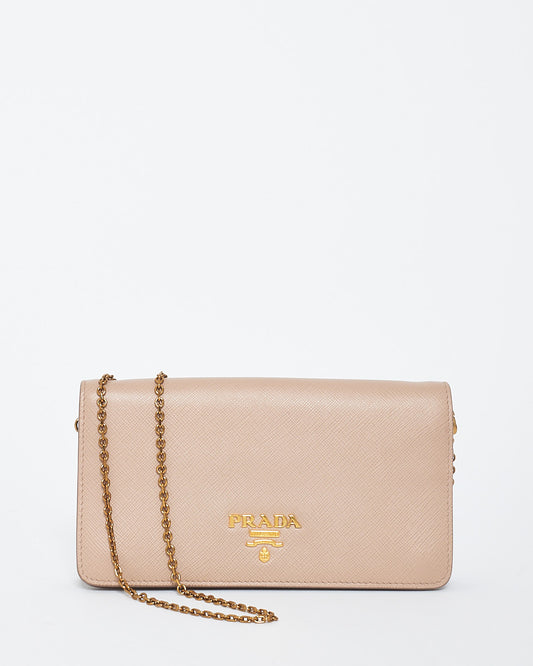 Prada Blush Pink Daino Leather Wallet on Chain Bag
