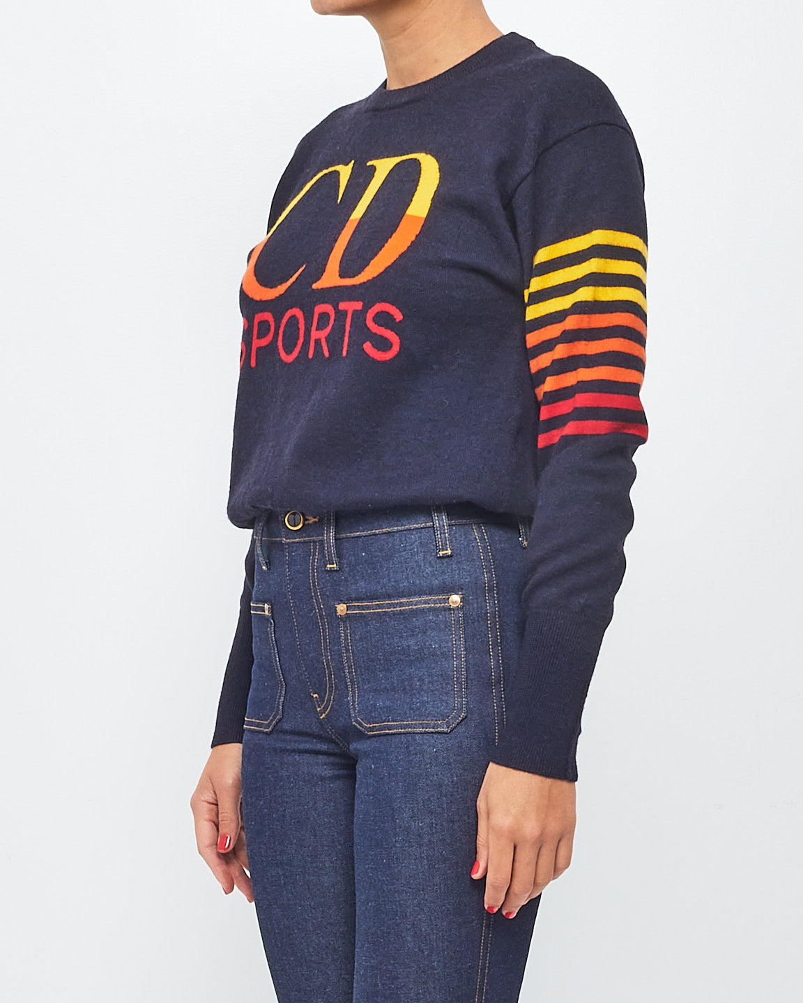 Dior Vintage Navy CD Sports Logo Sweater - M