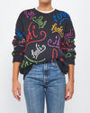 Fendi Black & Multicolor Intarsia Logo Graphic Knit Wool Sweater - 54 (XXL)