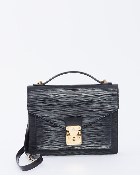 Louis Vuitton Black Epi Leather Monceau 28 Convertible Top Handle Bag