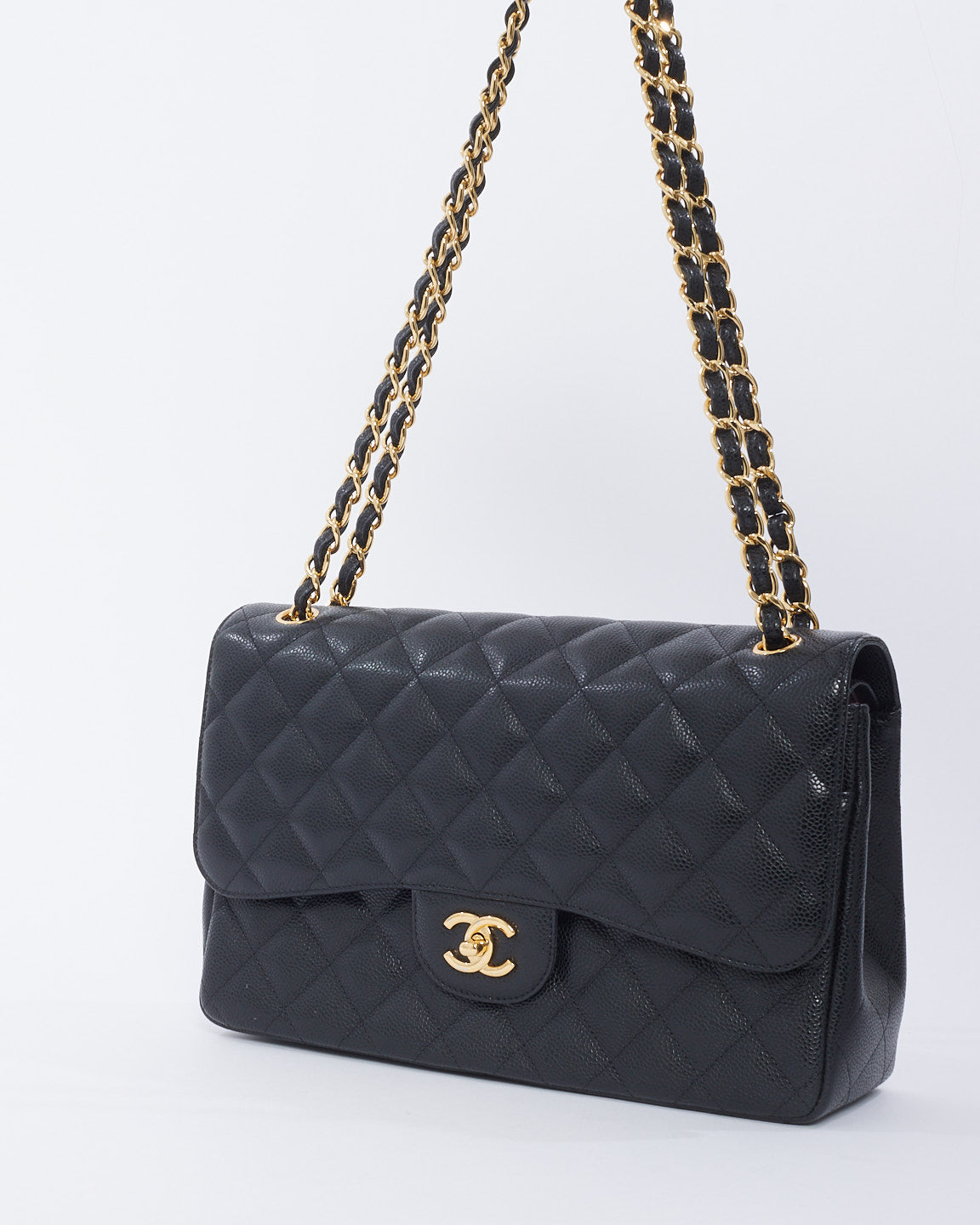 Chanel Black Caviar Leather Jumbo Classic Double Flap with GHW