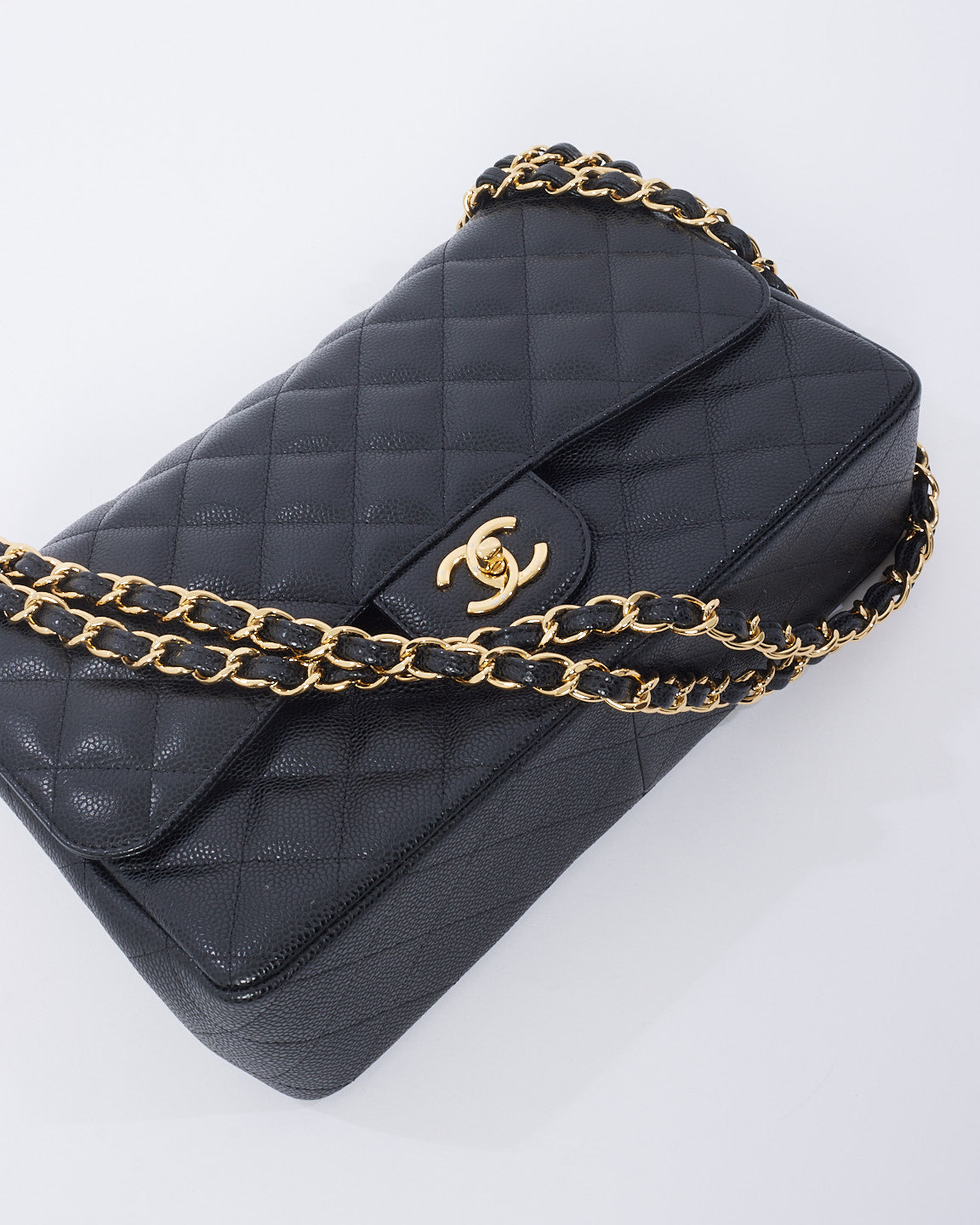 Chanel Black Caviar Leather Jumbo Classic Double Flap with GHW