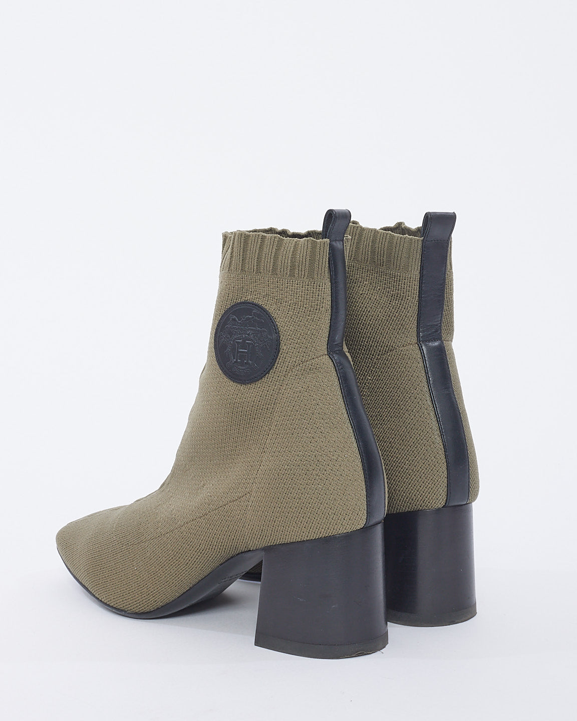 Hermès Green Canvas Volver Sock Boots - 38.5