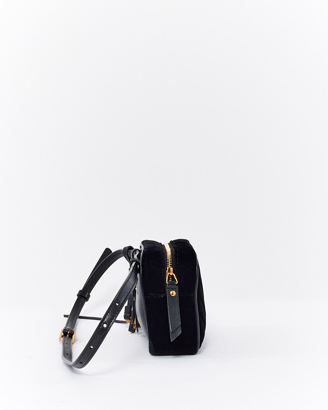 Saint Laurent Black Velvet Matelassé Monogram Lou Belt Bag
