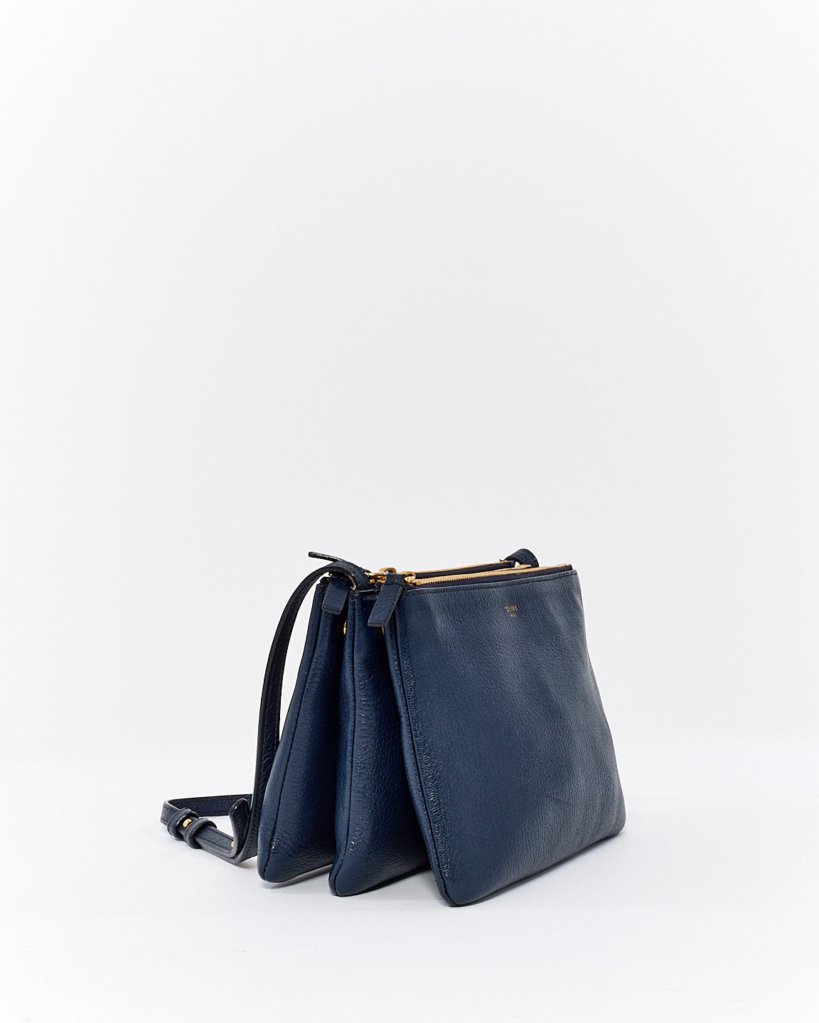 Celine Navy Blue Leather Small Trio Crossbody Bag