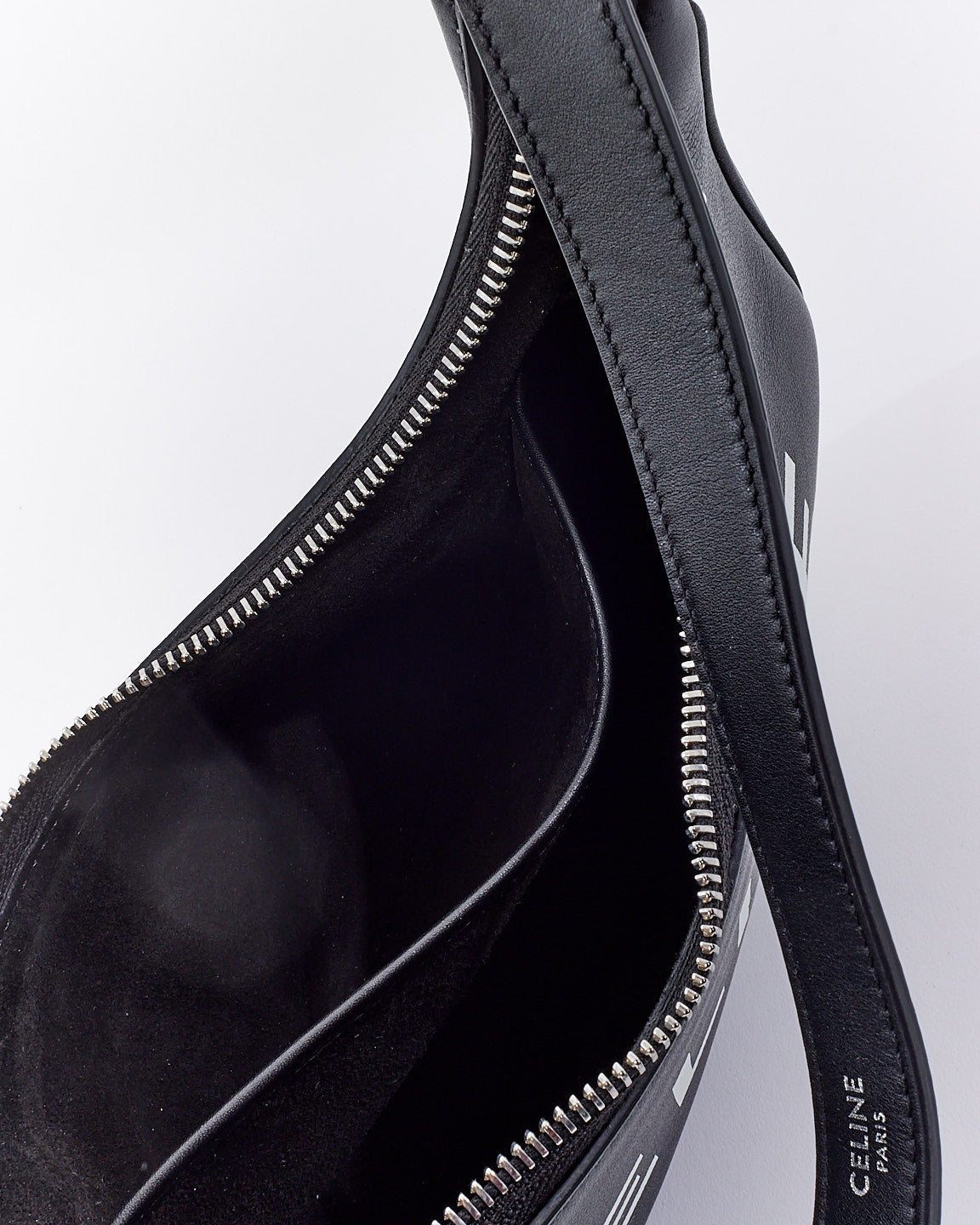 Celine Black Smooth Leather Logo Ava Bag