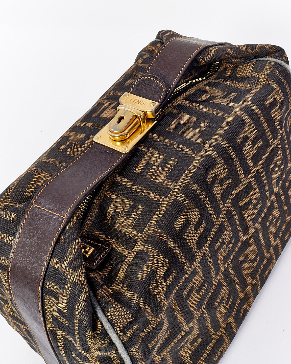 Explore a Fendi Vintage Tobacco Zucca Print Canvas Top Handle