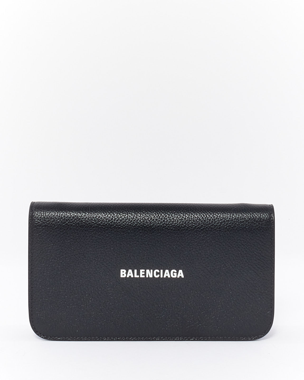 Balenciaga Black Leather Cash Phone Case Crossbody Bag