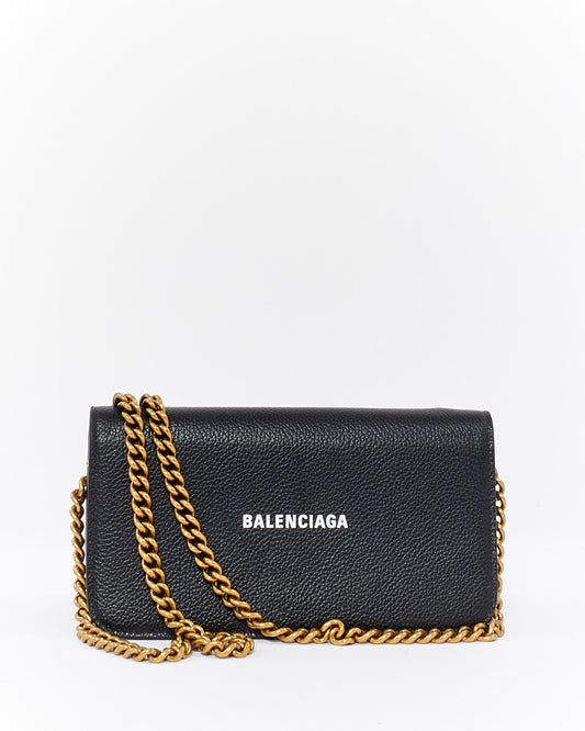 Balenciaga Sac à bandoulière Cash Phone Case en cuir noir