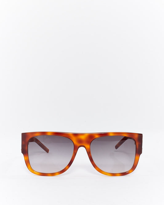 Explore a Saint Laurent Brown Tortoise Flat Top Sunglasses SL M16
