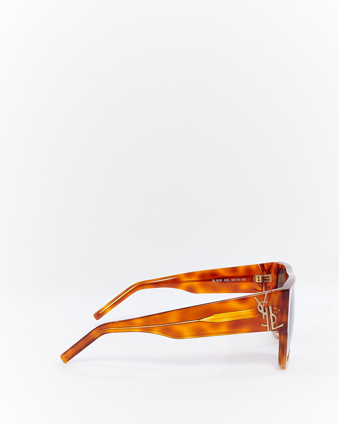 Saint Laurent Brown Tortoise Flat Top Sunglasses SL M16