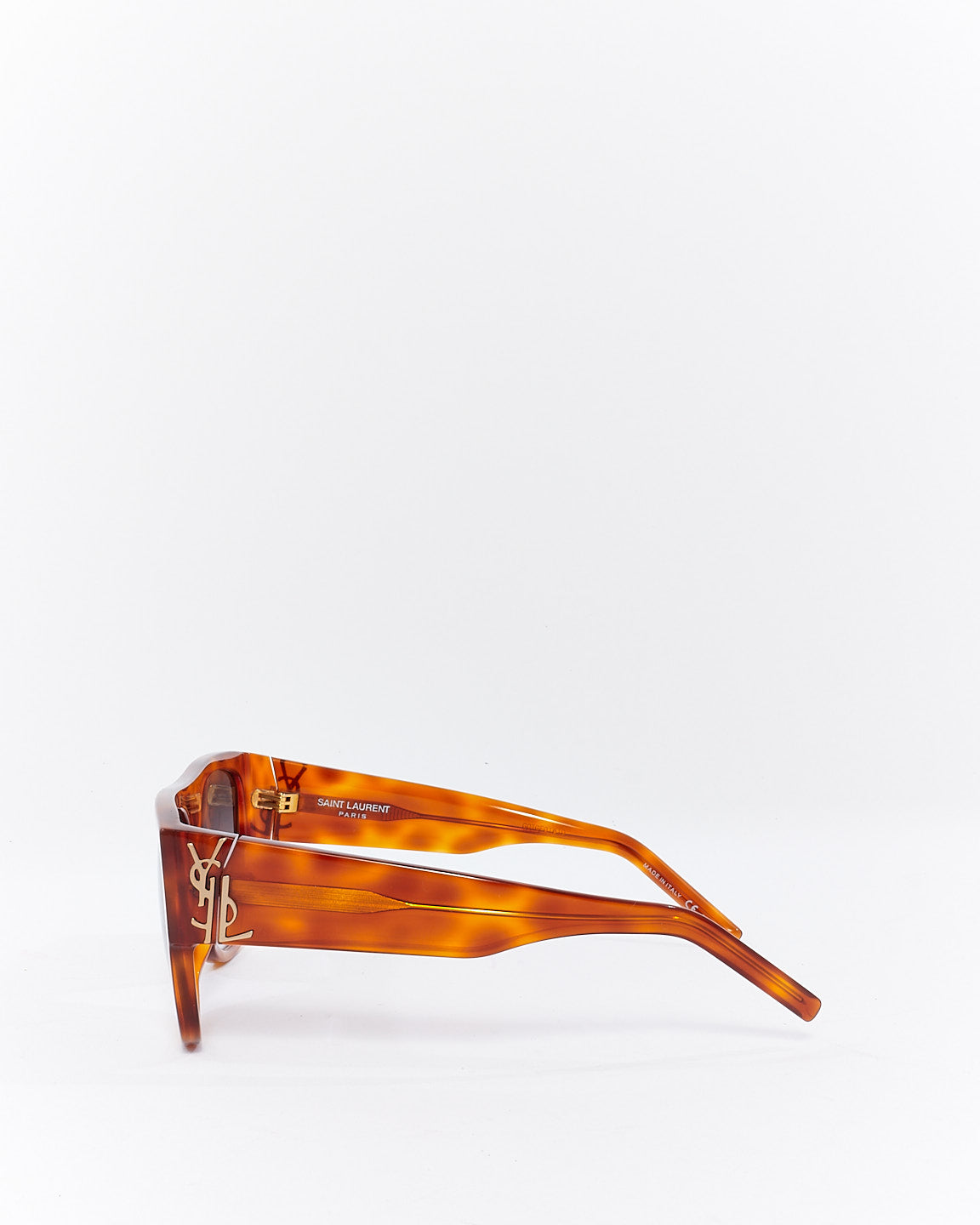 Saint Laurent Brown Tortoise Flat Top Sunglasses SL M16