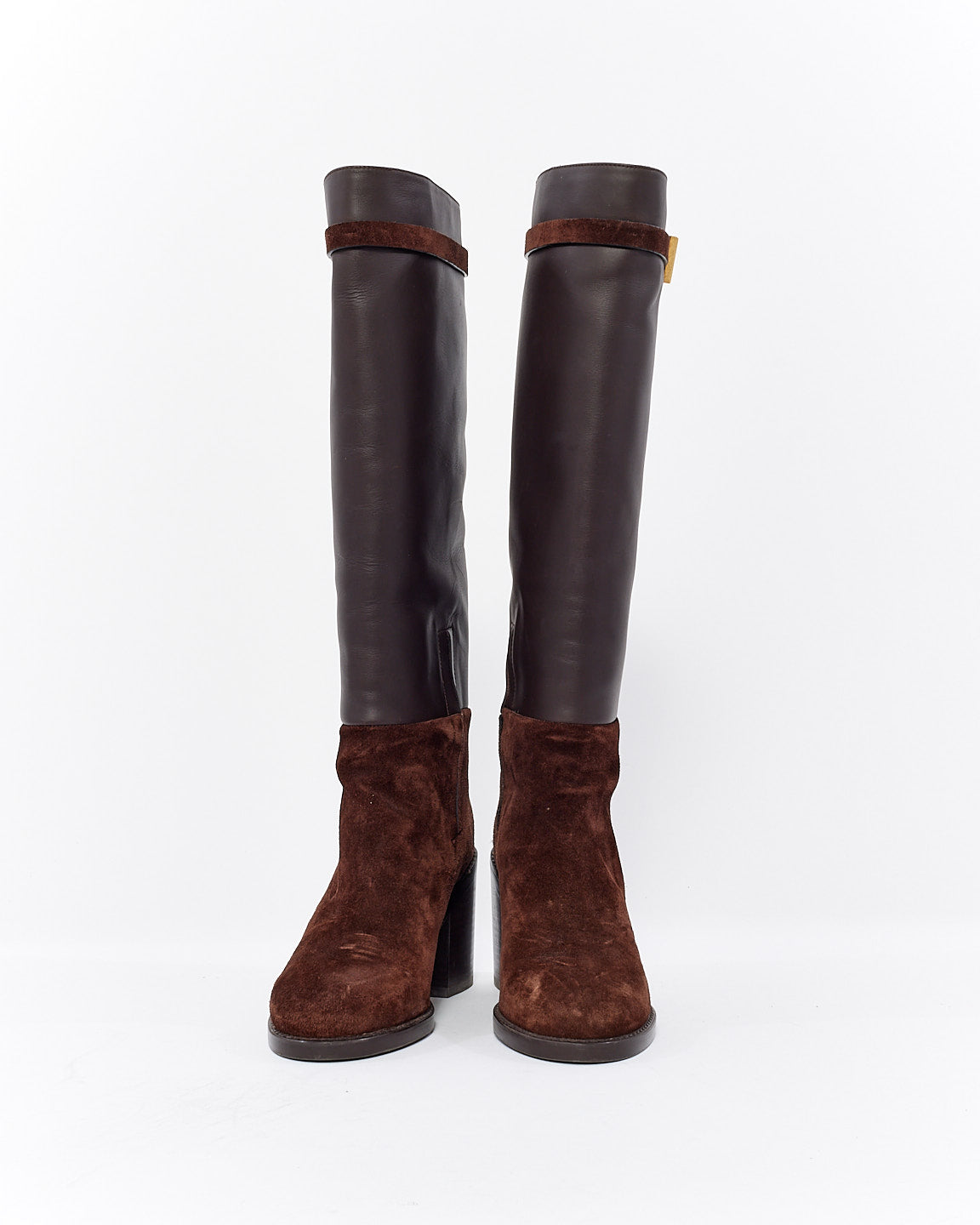 Stuart Weitzman Brown Suede & Leather Knee High Boots - 5.5
