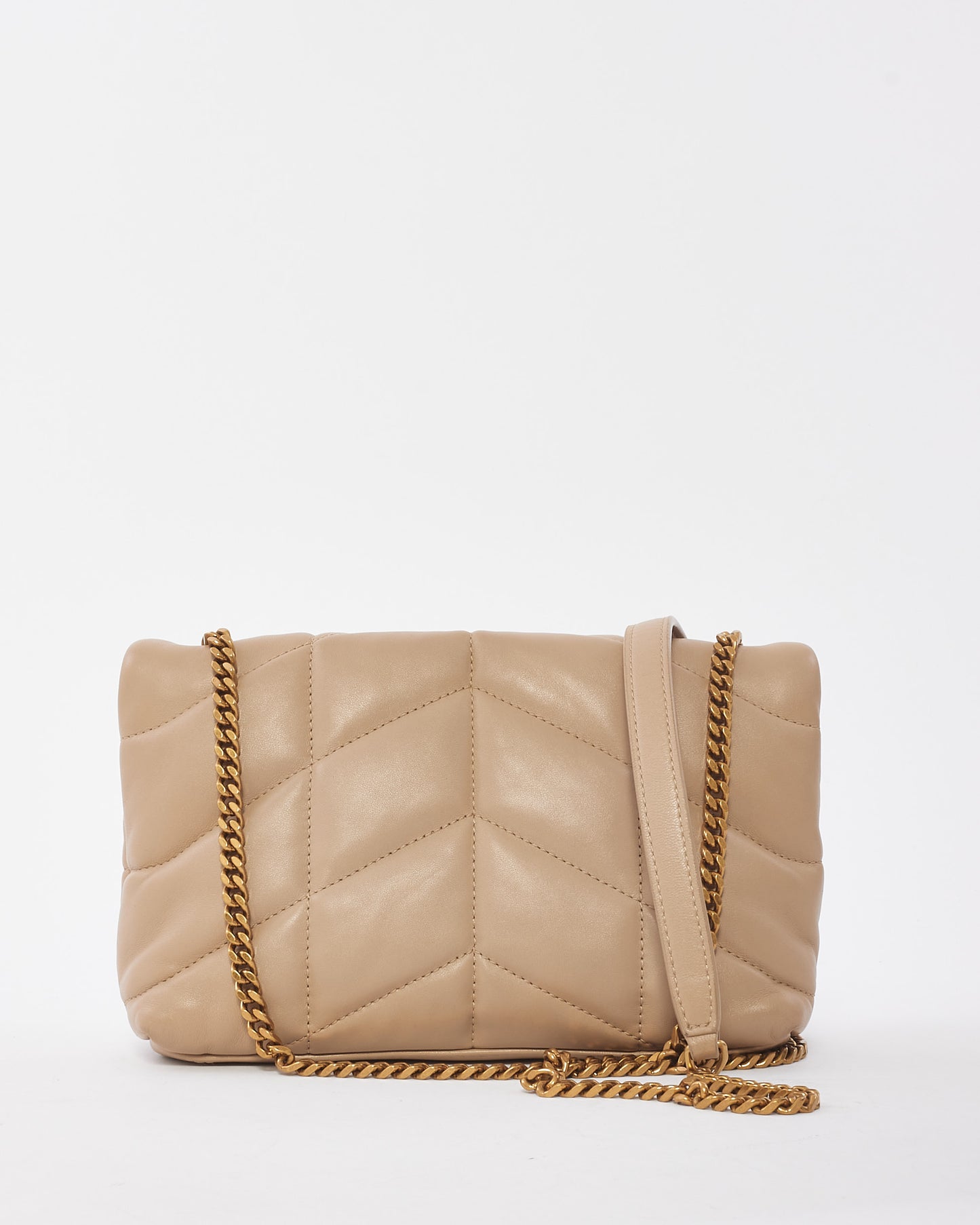 Saint Laurent Beige Leather Toy Lou Puffer Bag