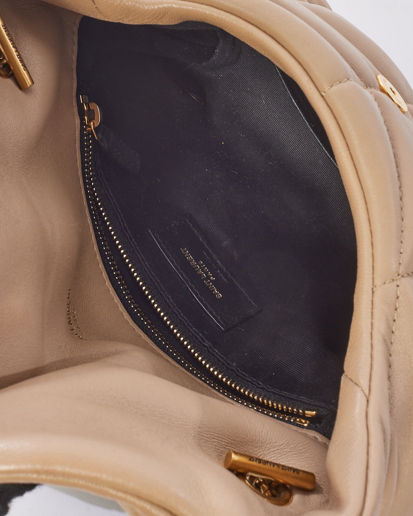 Saint Laurent Beige Leather Toy Lou Puffer Bag