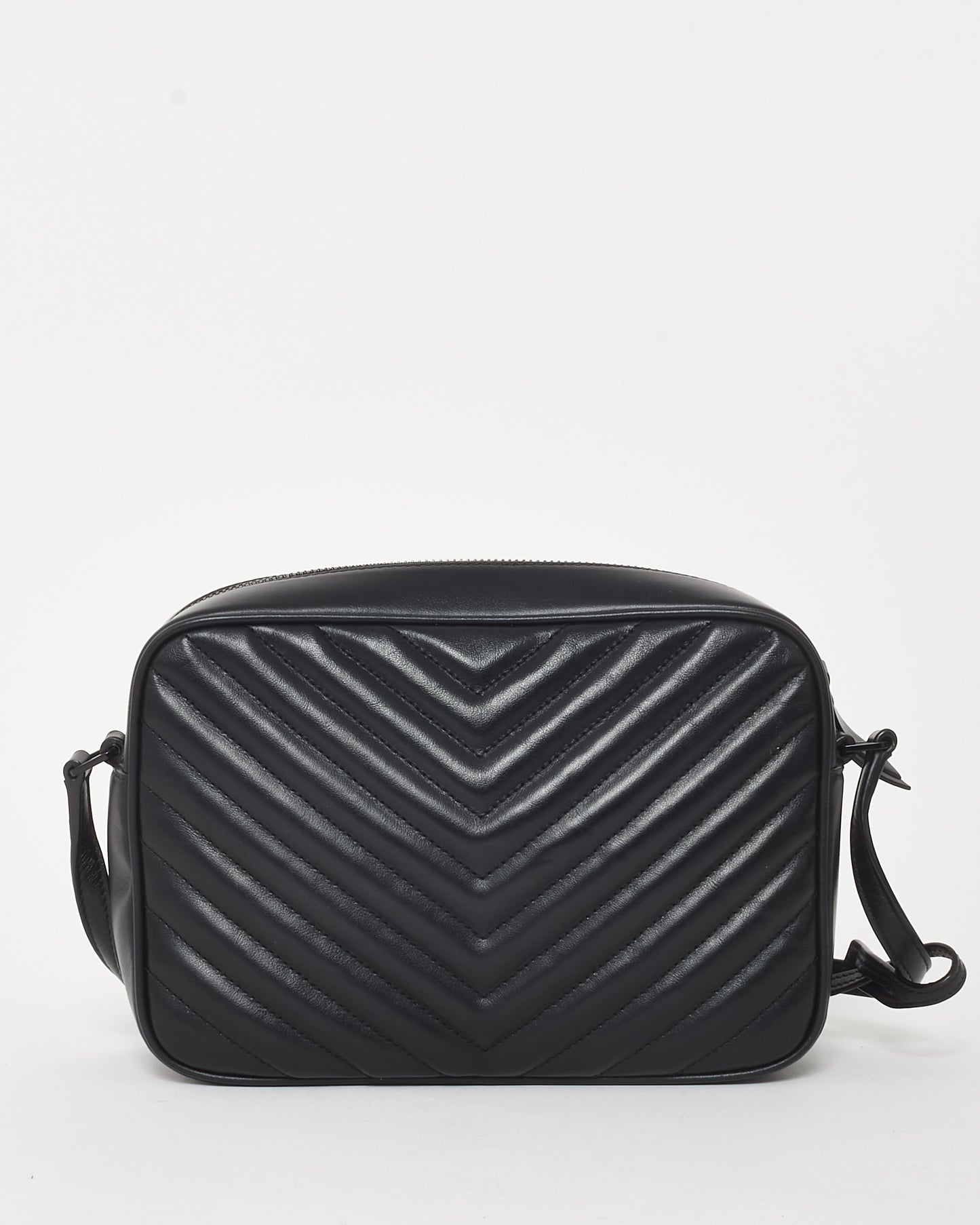 Saint Laurent Black Chevron Leather & Black Hardware Lou Camera Bag