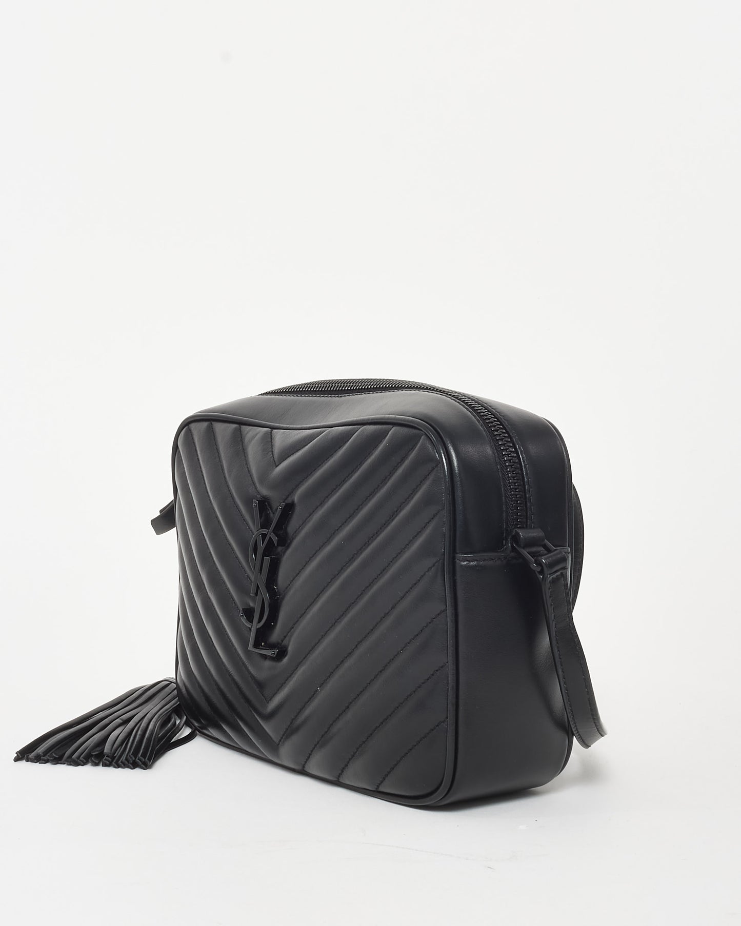 Saint Laurent Black Chevron Leather & Black Hardware Lou Camera Bag