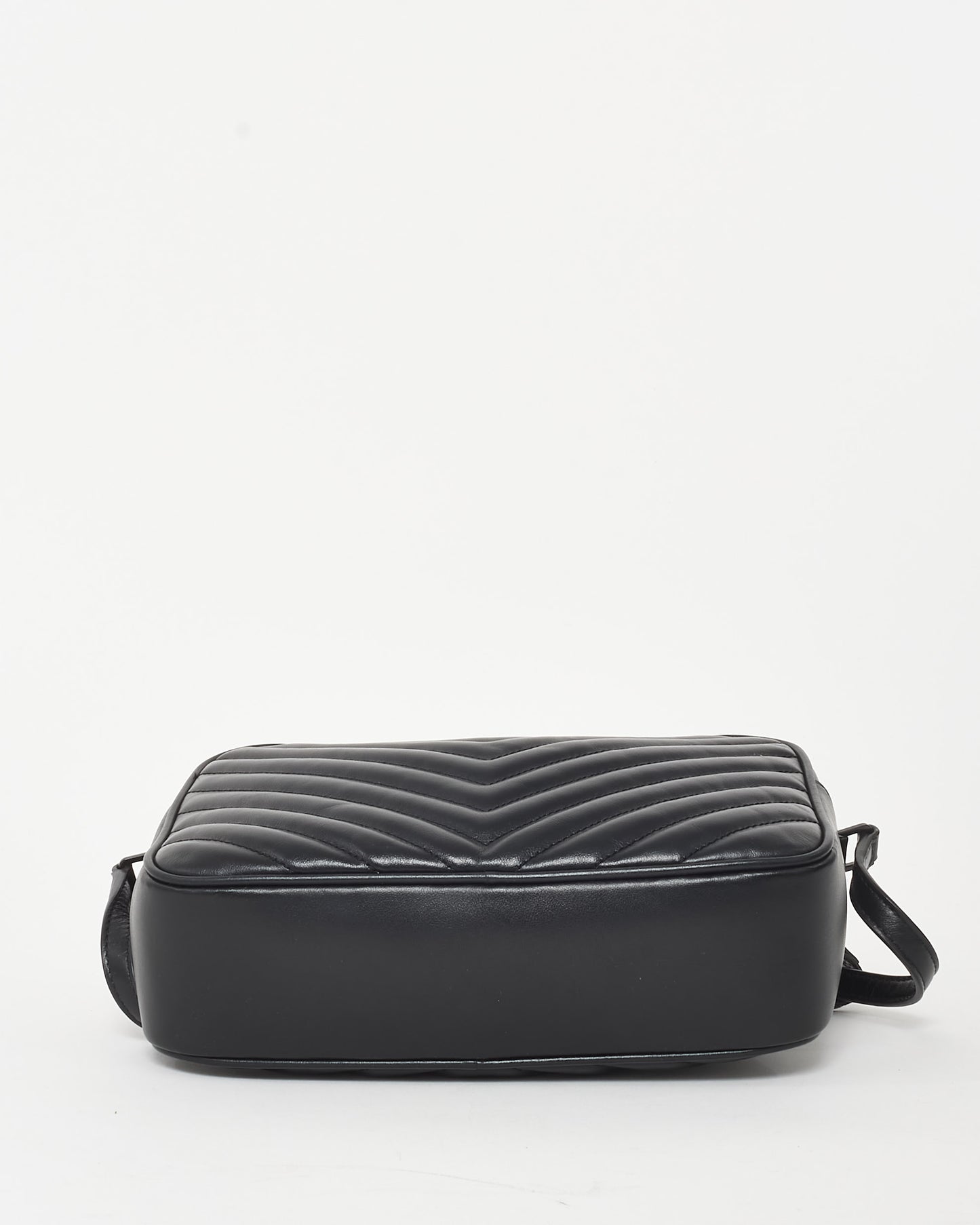 Saint Laurent Black Chevron Leather & Black Hardware Lou Camera Bag