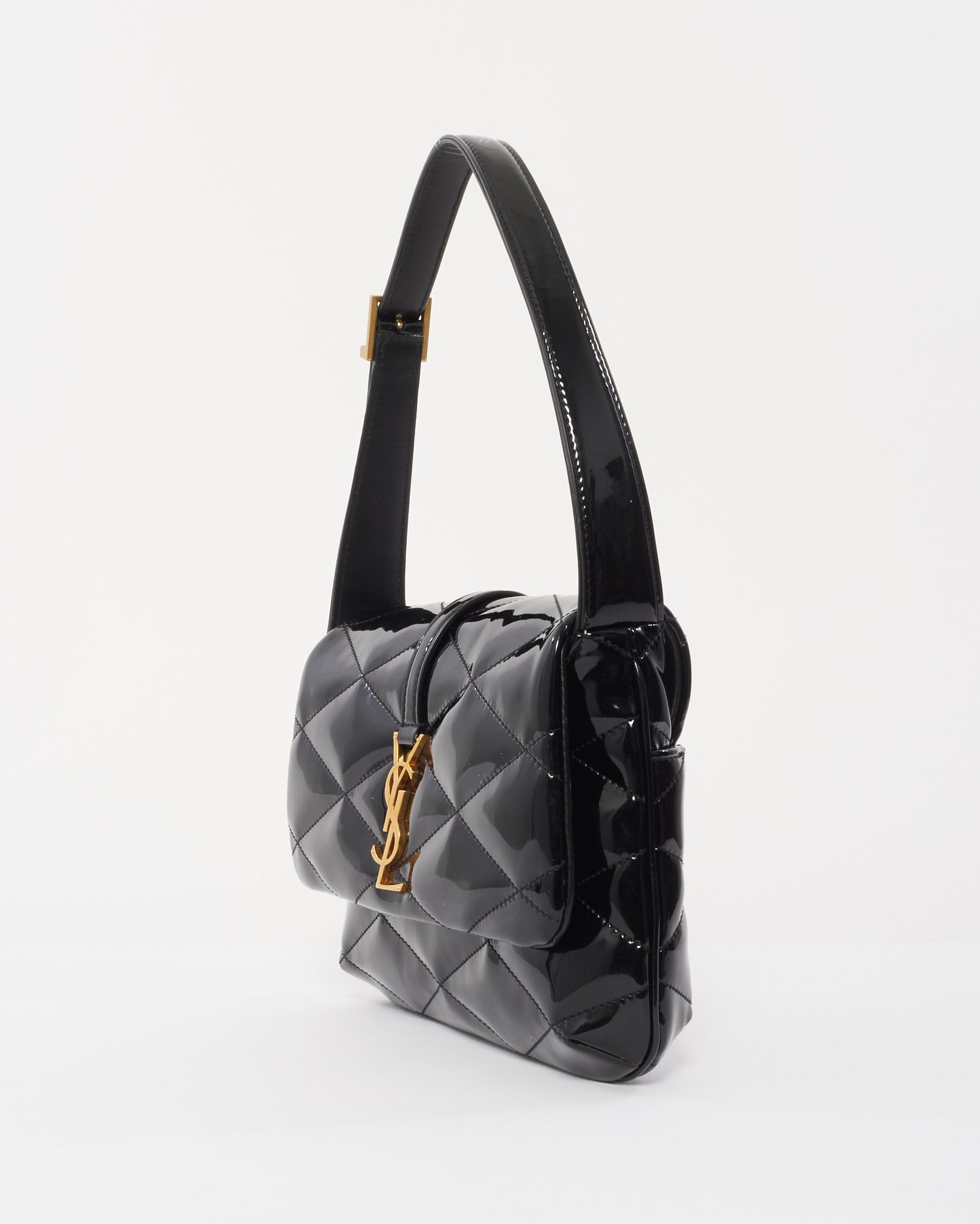 Saint Laurent Black Patent Leather Quilted 5 à 7 Shoulder Bag