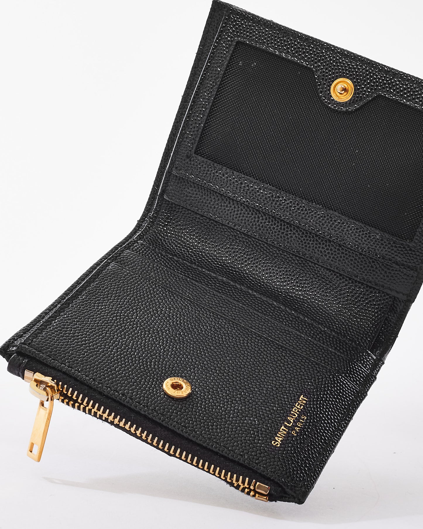 Saint Laurent Black Matelasse Cassandre Bi-Fold Wallet