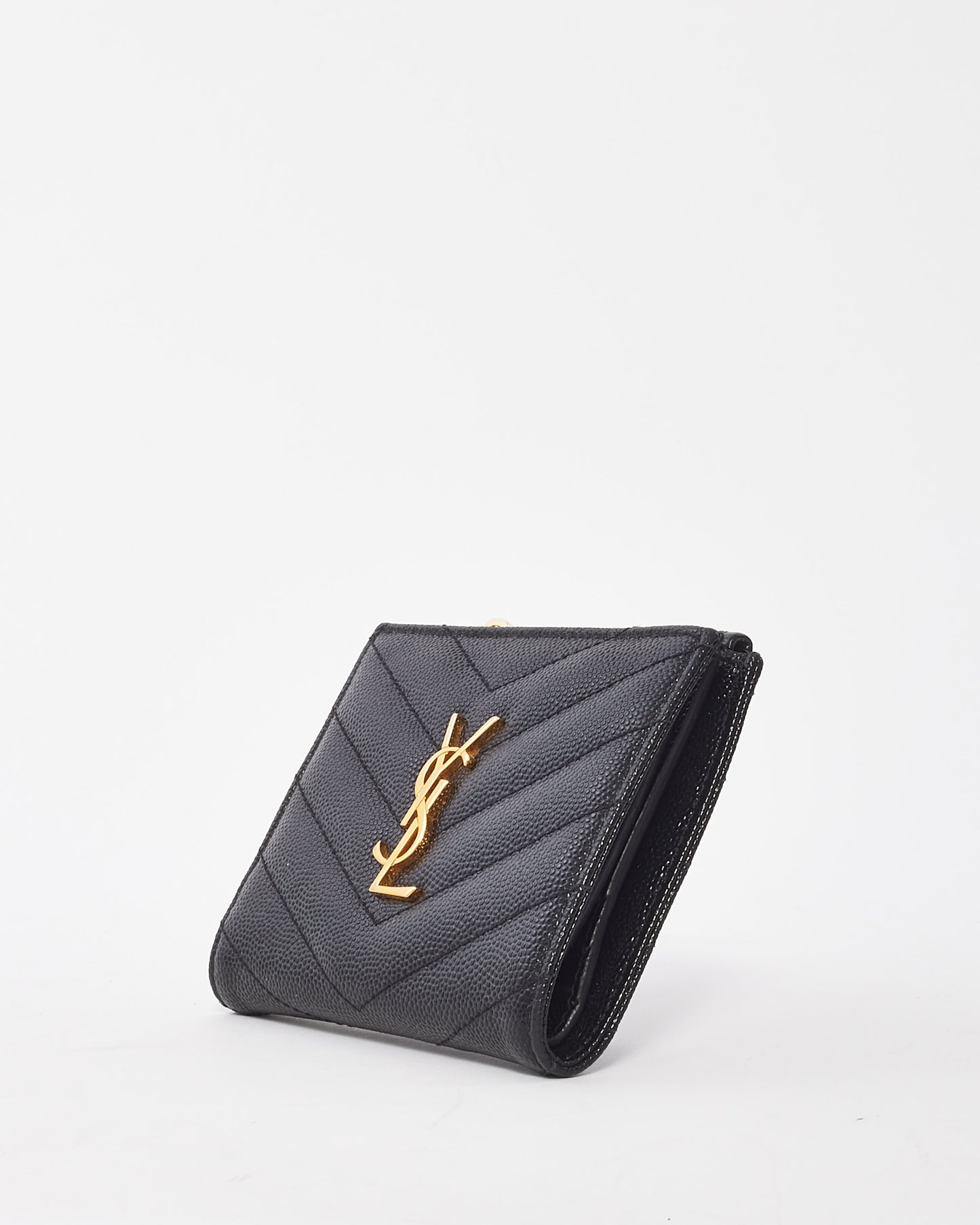 Saint Laurent Black Matelasse Cassandre Bi-Fold Wallet
