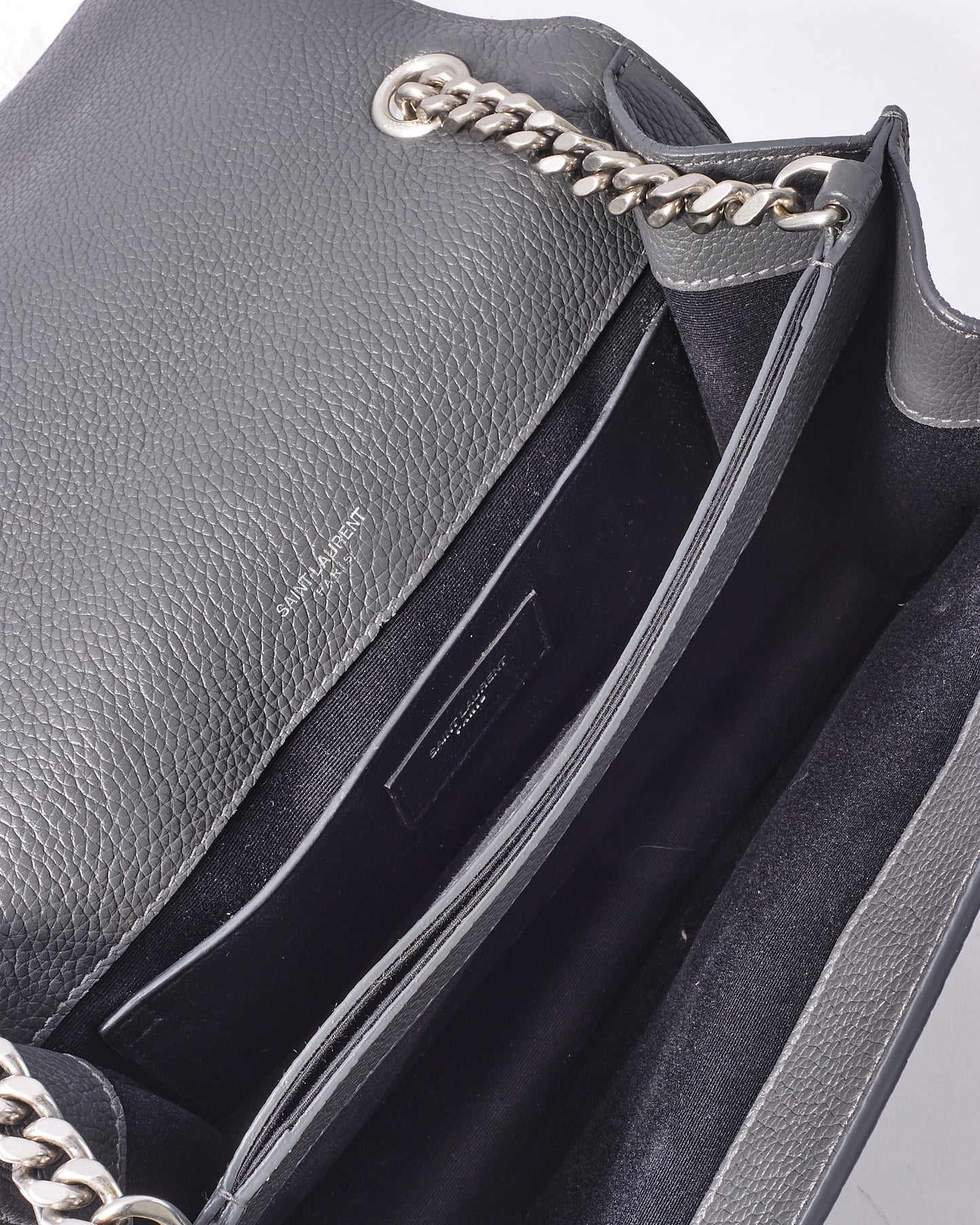 Saint Laurent Grey Leather Medium Sunset Monogram Crossbody Bag