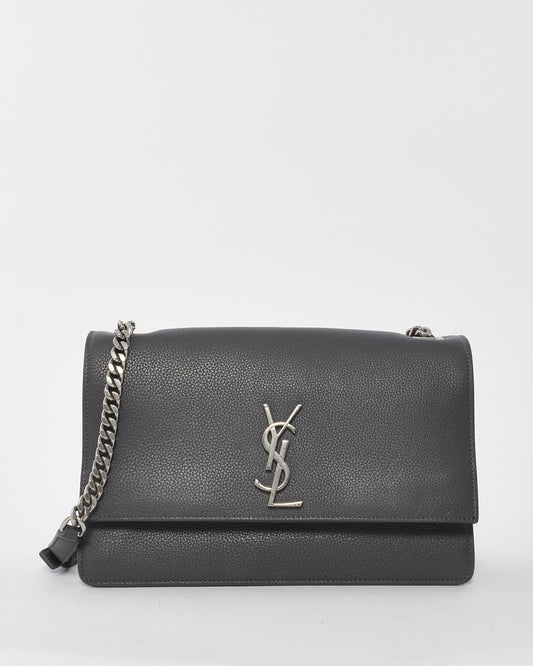 Saint Laurent Grey Leather Medium Sunset Monogram Crossbody Bag