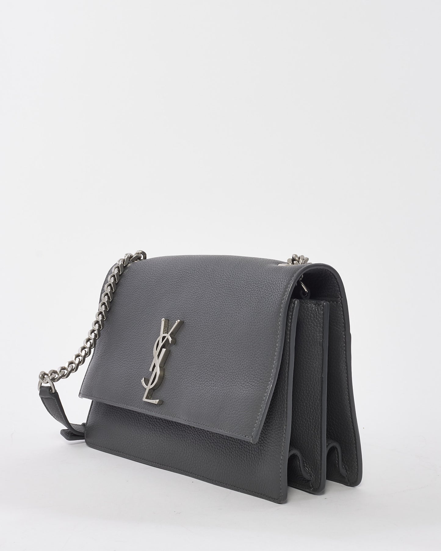 Saint Laurent Grey Leather Medium Sunset Monogram Crossbody Bag