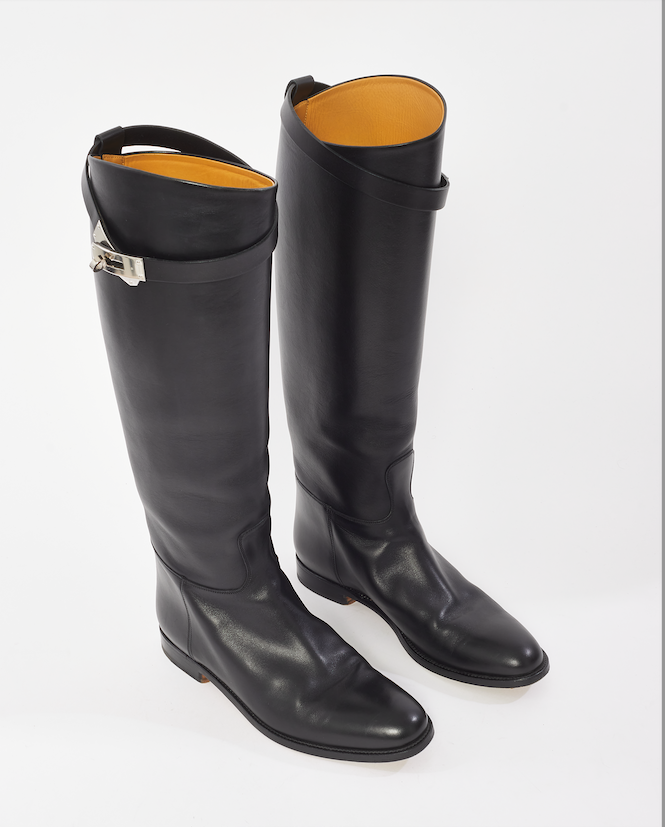 Hermès Black Leather Jumping Boots - 39