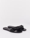 Salvatore Ferragamo Black Leather Bow Accent Slides - 7.5