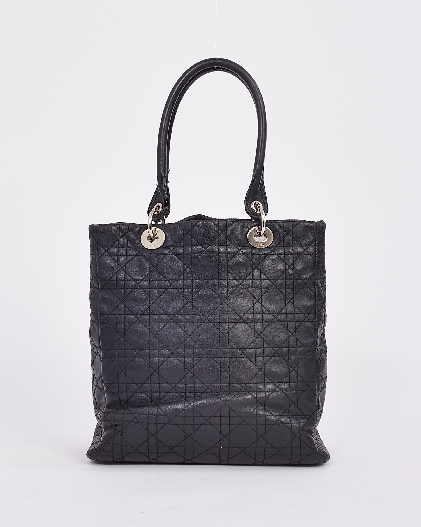 Dior Black Vintage Cannage Leather Tote Bag