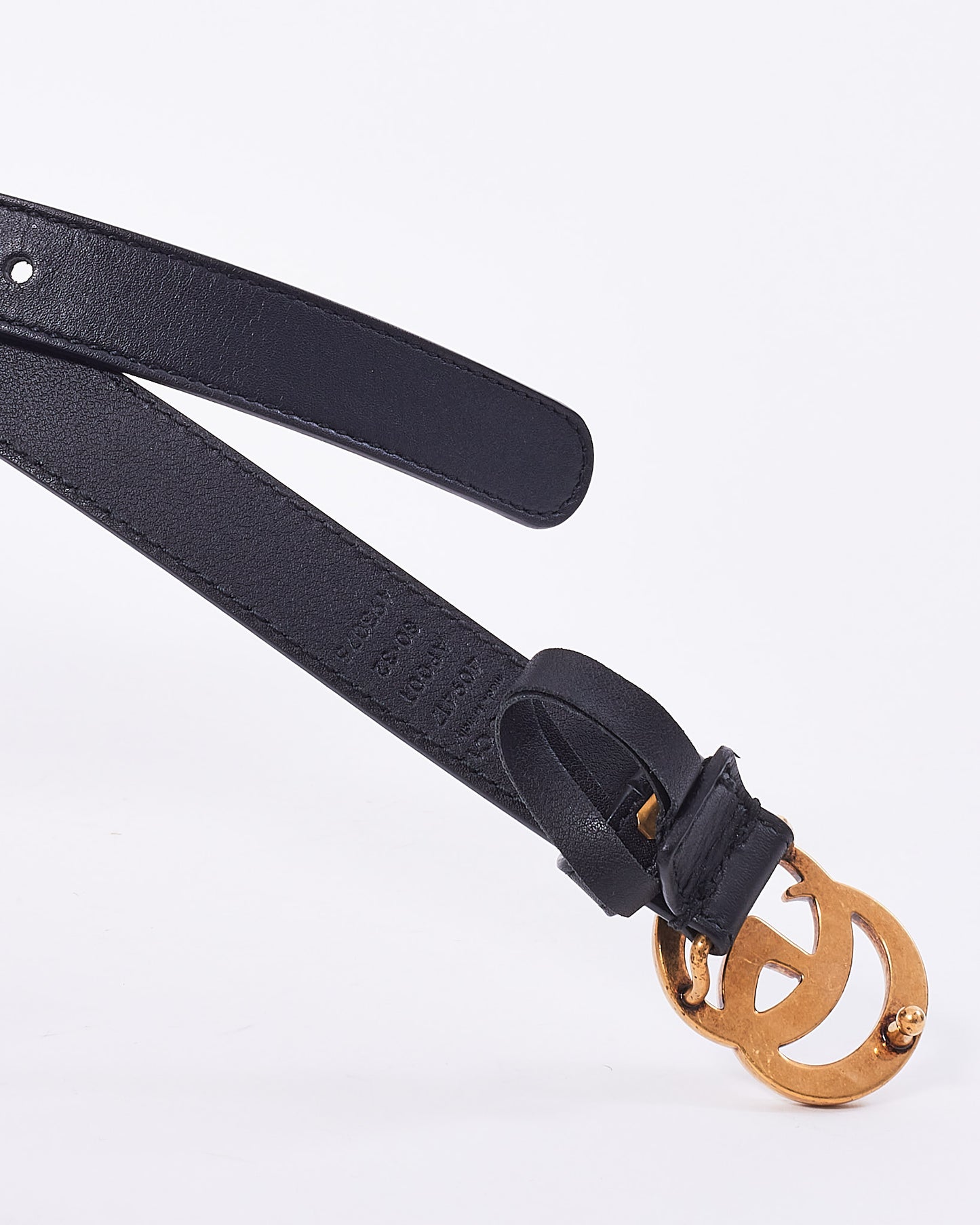 Gucci Black Leather GG Thin Marmont Belt - 32/80