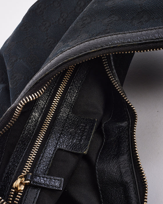 Gucci Black Canvas Guccissima Bamboo Shoulder Bag