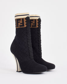  Fendi Black Nylon Sock Round Toe Ankle Boot - 36
