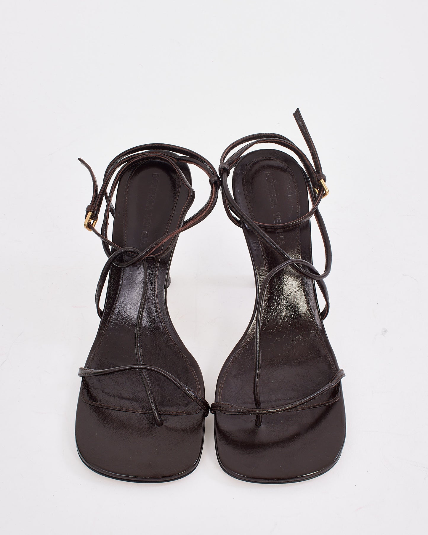 Bottega Veneta Brown Leather Strap Sandals - 38