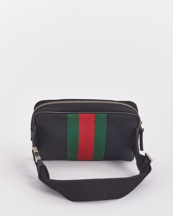 Gucci Black GG Canvas Web Detail Belt Bag